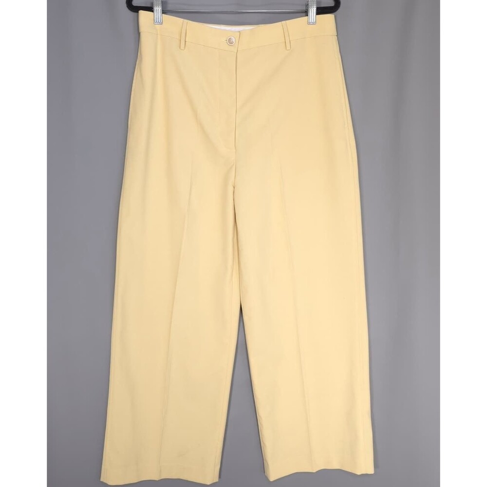 FABIANA FILIPPI Yellow Pants US 10 Silk Blend Italy Made Women's Trousers Wide